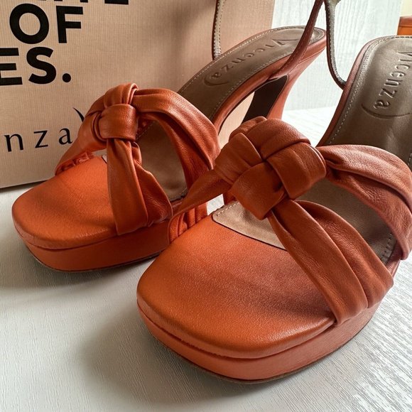 ANTHROPOLOGIE Vicenza Knotted Platform Heels Size 41 / UK 8 Orange BNIB - Picture 4 of 12